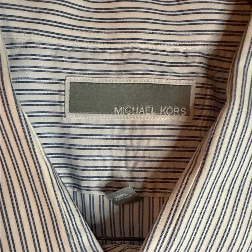 Michael Kors Light Blue & White Striped Dress Shirt - Picture 3 of 4